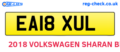 EA18XUL are the vehicle registration plates.