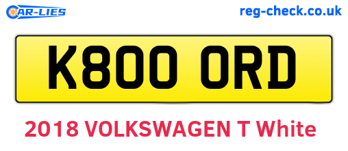 K800ORD are the vehicle registration plates.