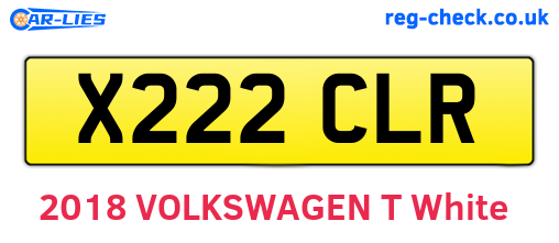 X222CLR are the vehicle registration plates.