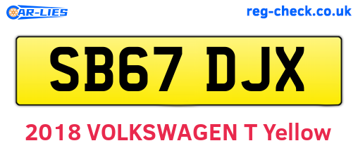 SB67DJX are the vehicle registration plates.