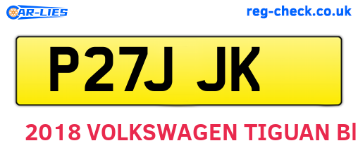P27JJK are the vehicle registration plates.