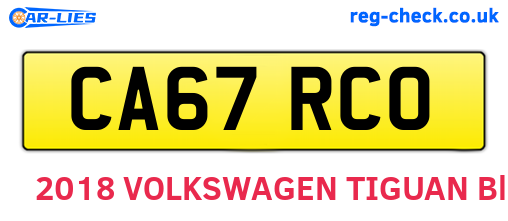 CA67RCO are the vehicle registration plates.