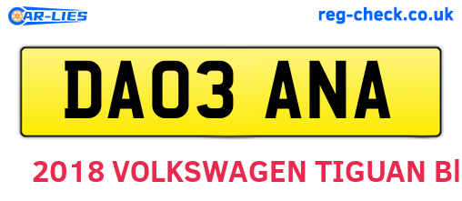 DA03ANA are the vehicle registration plates.