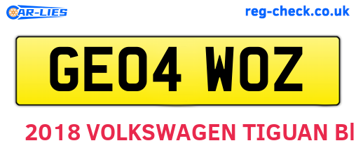 GE04WOZ are the vehicle registration plates.