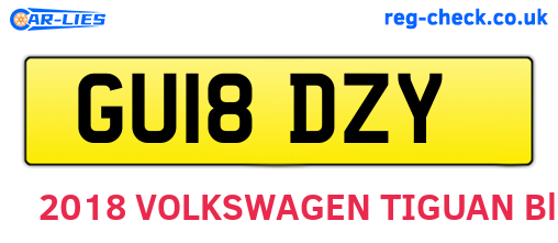 GU18DZY are the vehicle registration plates.