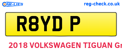 R8YDP are the vehicle registration plates.