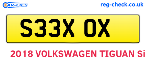 S33XOX are the vehicle registration plates.