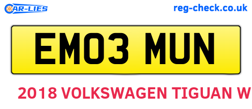 EM03MUN are the vehicle registration plates.