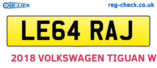 LE64RAJ are the vehicle registration plates.