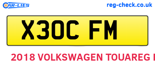 X30CFM are the vehicle registration plates.