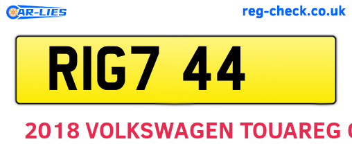 RIG744 are the vehicle registration plates.