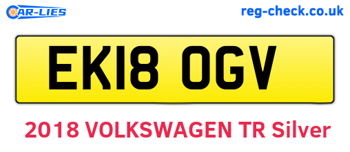 EK18OGV are the vehicle registration plates.