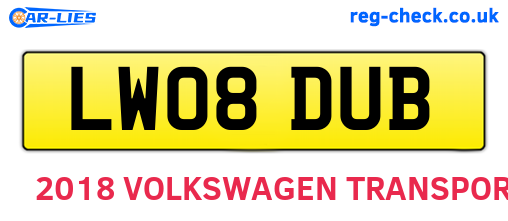 LW08DUB are the vehicle registration plates.