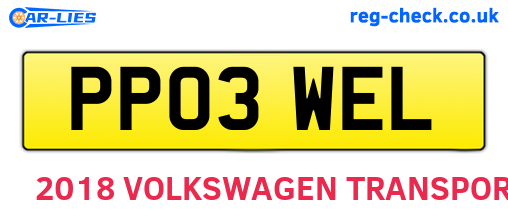 PP03WEL are the vehicle registration plates.