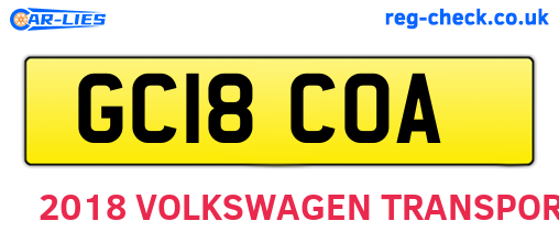 GC18COA are the vehicle registration plates.