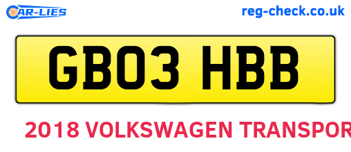 GB03HBB are the vehicle registration plates.