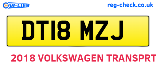 DT18MZJ are the vehicle registration plates.