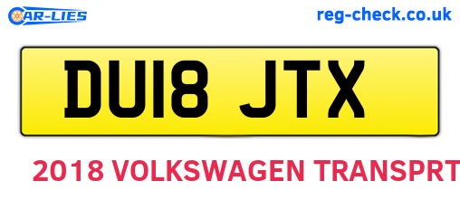 DU18JTX are the vehicle registration plates.