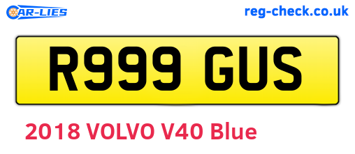 R999GUS are the vehicle registration plates.