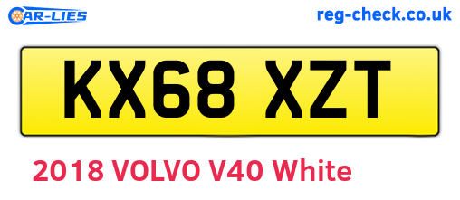 KX68XZT are the vehicle registration plates.