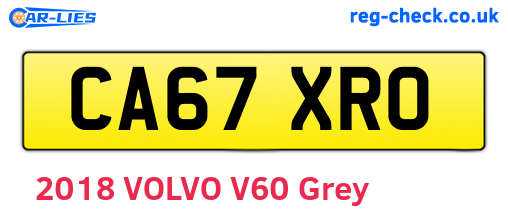 CA67XRO are the vehicle registration plates.