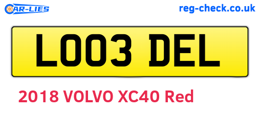LO03DEL are the vehicle registration plates.