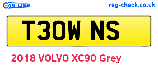 T30WNS are the vehicle registration plates.