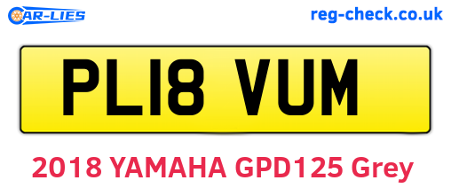 PL18VUM are the vehicle registration plates.