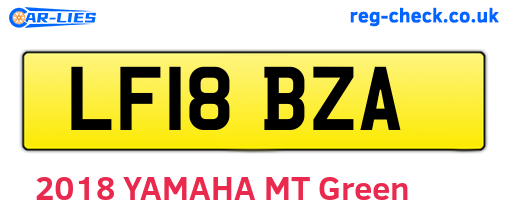 LF18BZA are the vehicle registration plates.