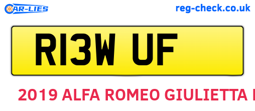 R13WUF are the vehicle registration plates.