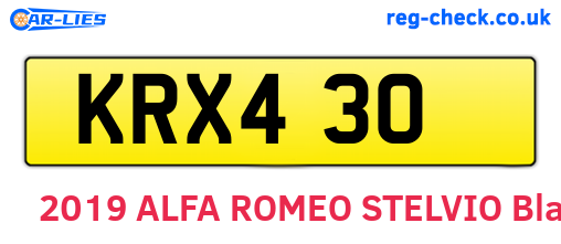 KRX430 are the vehicle registration plates.