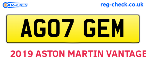AG07GEM are the vehicle registration plates.