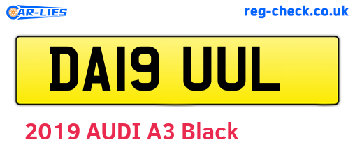 DA19UUL are the vehicle registration plates.