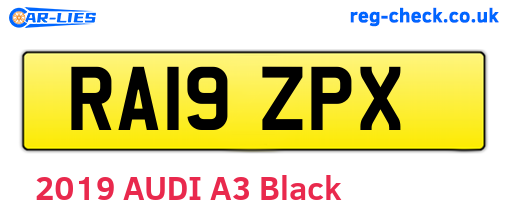 RA19ZPX are the vehicle registration plates.