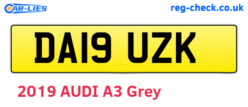DA19UZK are the vehicle registration plates.