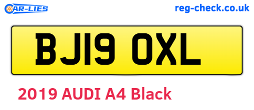 BJ19OXL are the vehicle registration plates.
