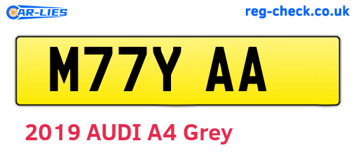 M77YAA are the vehicle registration plates.