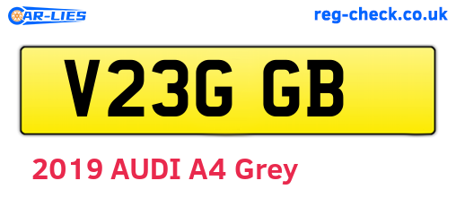 V23GGB are the vehicle registration plates.