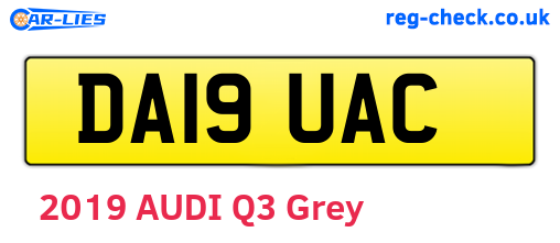 DA19UAC are the vehicle registration plates.