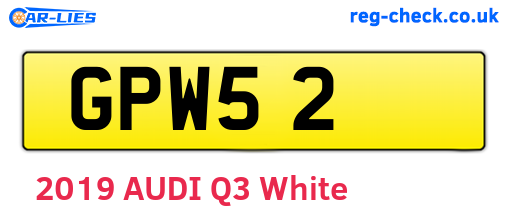 GPW52 are the vehicle registration plates.