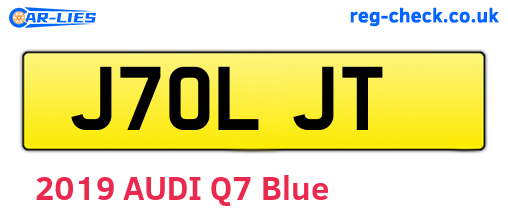 J70LJT are the vehicle registration plates.