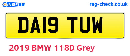 DA19TUW are the vehicle registration plates.