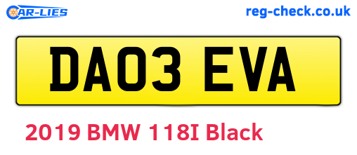 DA03EVA are the vehicle registration plates.