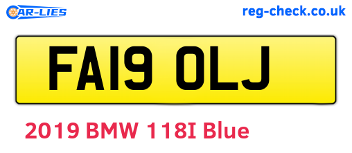 FA19OLJ are the vehicle registration plates.