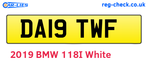 DA19TWF are the vehicle registration plates.