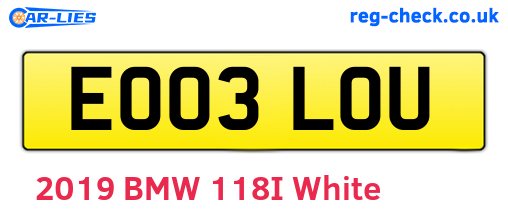 EO03LOU are the vehicle registration plates.