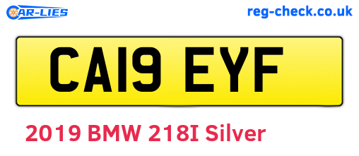 CA19EYF are the vehicle registration plates.