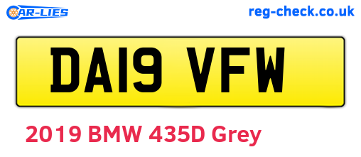 DA19VFW are the vehicle registration plates.