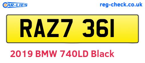 RAZ7361 are the vehicle registration plates.