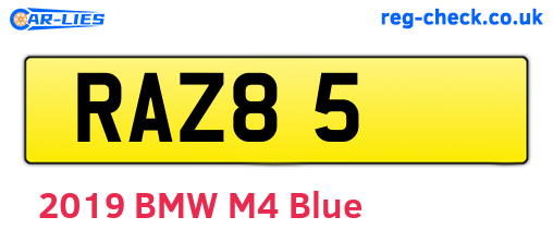 RAZ85 are the vehicle registration plates.